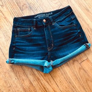 AE dark denim shorts